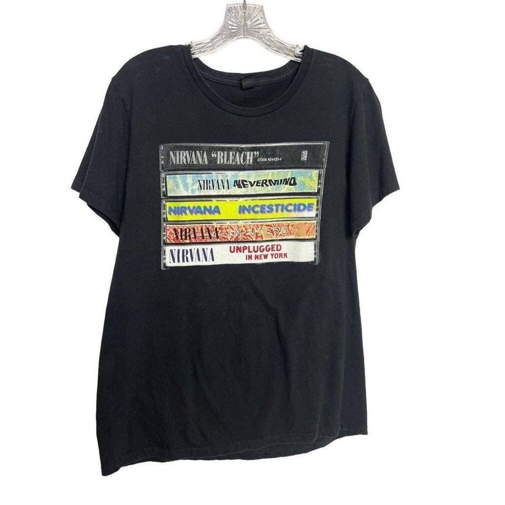 Nirvana Shirt Black Graphic Band Tee Rock Music Grunge Cassette Tapes Shirt